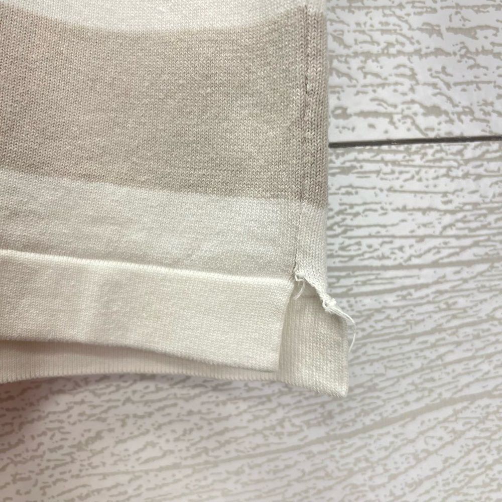 Amina Rubinacci Italy Cotton White Grey Striped Pullover Sweater Button Sleeve S - Picture 7 of 8
